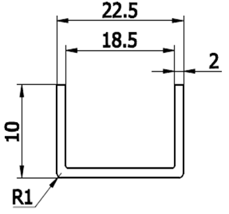 KM-190 End cap Aluminium 10x22.5x18.5x2.0 mm